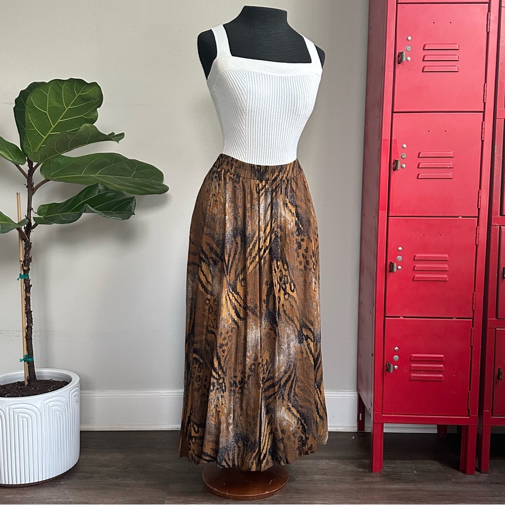 Y2K Brown Animal Print Patterned Maxi Skirt